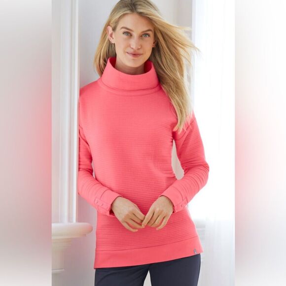 T by Talbots Tangerine Cowl Neck top with Cozy Ribbed Texture size XL - Picture 2 of 11